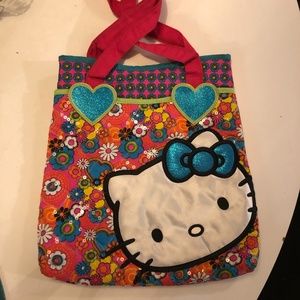 Hello Kitty quilted appliquéd tote with glitter
